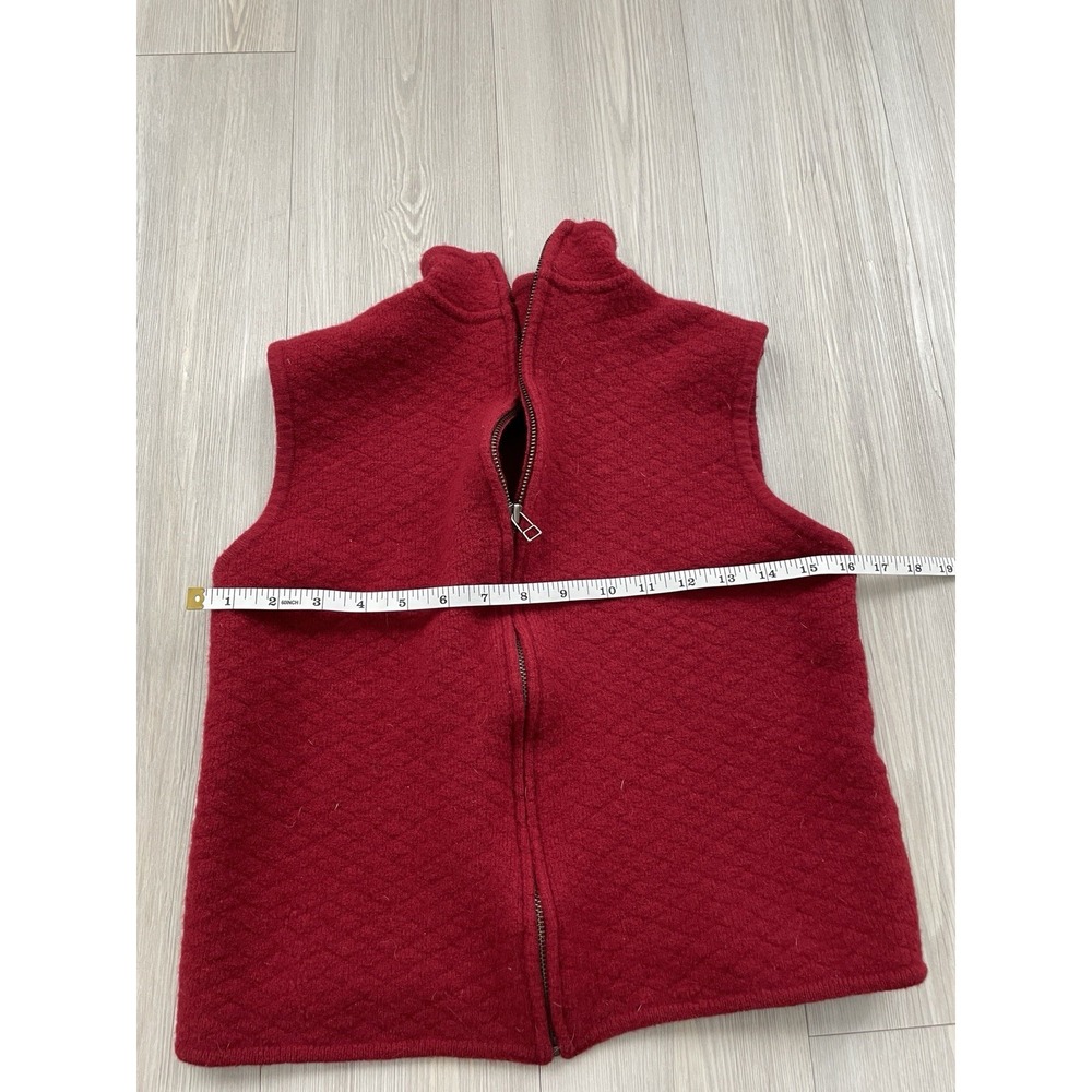 Woolrich Women's Red Full Zip Vest Size Large Shrunken Textured 100% Wool - Picture 5 of 6